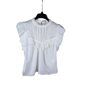 NWT Veronica Beard Blouse 4 Flutter Sleeve Cotton Boho Chic